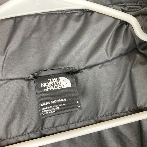 The North Face Men Sz L Black Medium Weight Jacket White Logo Pockets Bomber - Picture 4 of 7